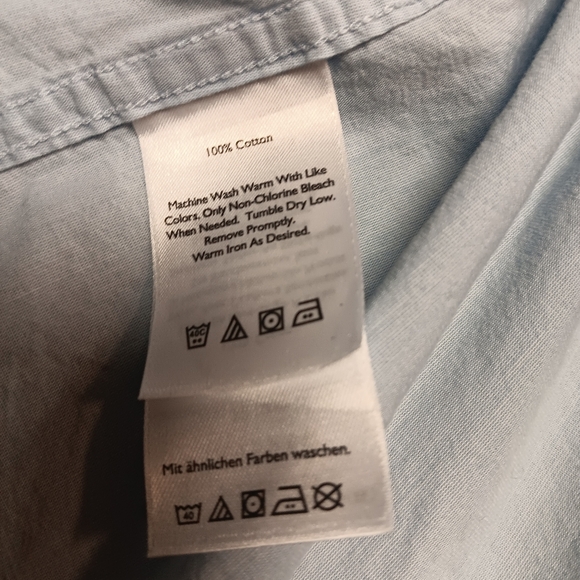 EDDIE BAUER MEN'S SIZE XLT LIGHT BLUE FRONT BUTTON COLLAR DRESS SHIRT. - Picture 5 of 6